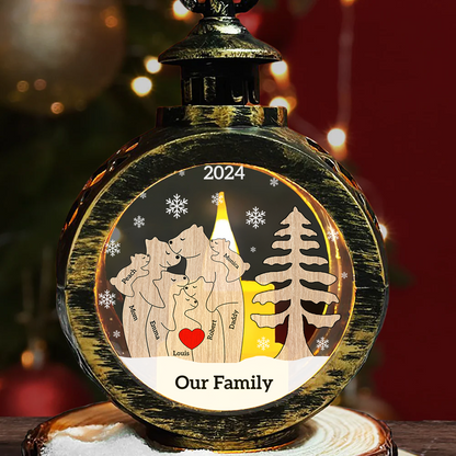 Custom Christmas LED Lantern - Personalized Family Bear Lamp -  Christmas Lamp Ornament Decoration