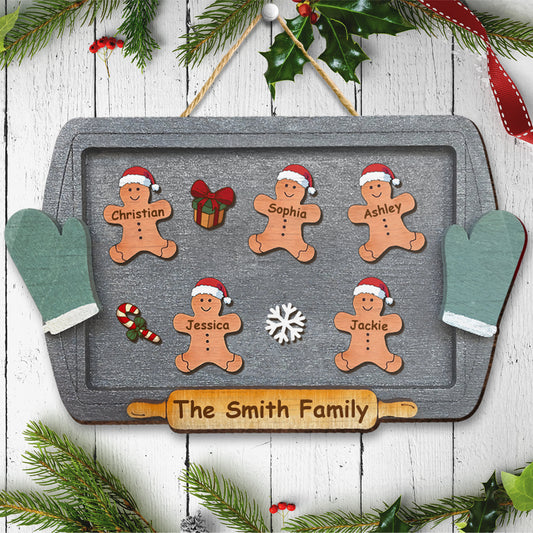 Lebkuchenfamilie, lustiges Geschenk für die Familie zu Weihnachten – personalisiertes Türschild