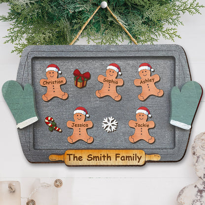 Gingerbread Family Funny Gift For Family On Christmas Holiday - Personalized Shaped Door Sign