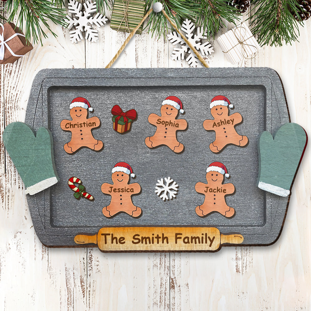 Gingerbread Family Funny Gift For Family On Christmas Holiday - Personalized Shaped Door Sign