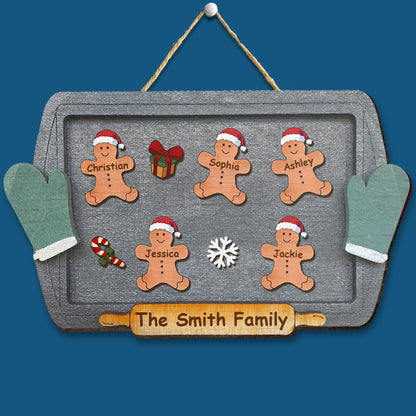 Gingerbread Family Funny Gift For Family On Christmas Holiday - Personalized Shaped Door Sign