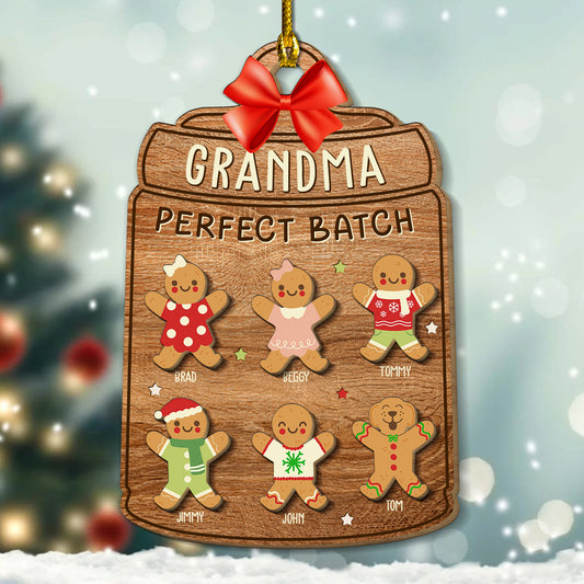 Gingerbread Grandkids Nana Perfect Batch Best Gift For Grandma - Custom Shape Wood Ornament - Wood Ornament 2 Layered