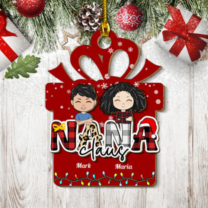 Grandma Christmas Gift Is Her Grandkids Love For Nana - Custom Shape Wood Ornament - Wood Ornament 2 Layered