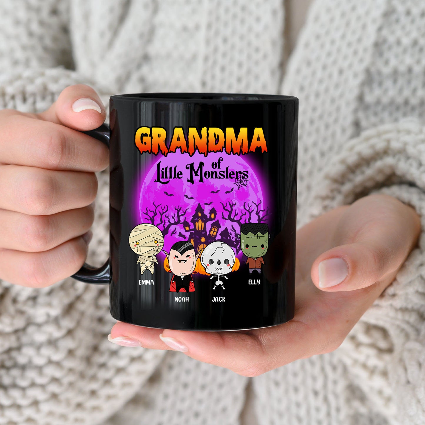 Grandma Of Little Monster Halloween Gift For Grandma - Personalized Custom Mug