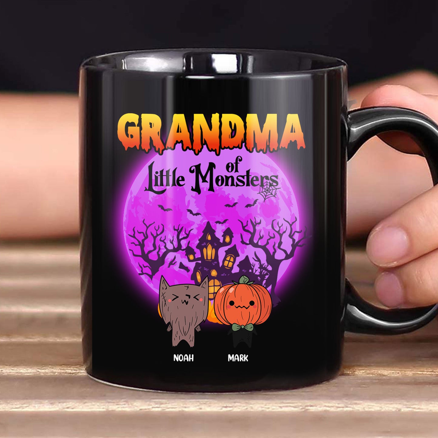 Grandma Of Little Monster Halloween Gift For Grandma - Personalized Custom Mug