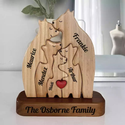 Personalisierte Holzbärenfamilie - Puzzle Holzbärenfamilie - Holzschnitzereien für Haustiere - Geschenk zum Muttertag