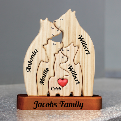 Personalized Wooden Bears Family Standard and Big Size - Puzzle Wooden Bears Family - Wooden Pet Carvings