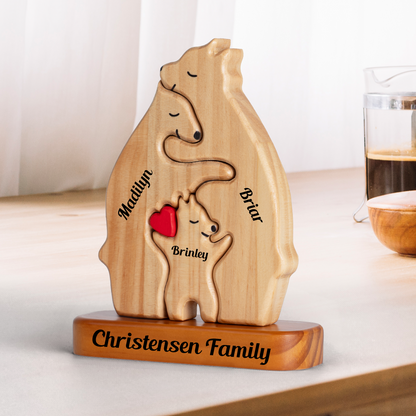 Große Holzbärenfamilie - Puzzle Holzbärenfamilie - Holzschnitzereien für Haustiere