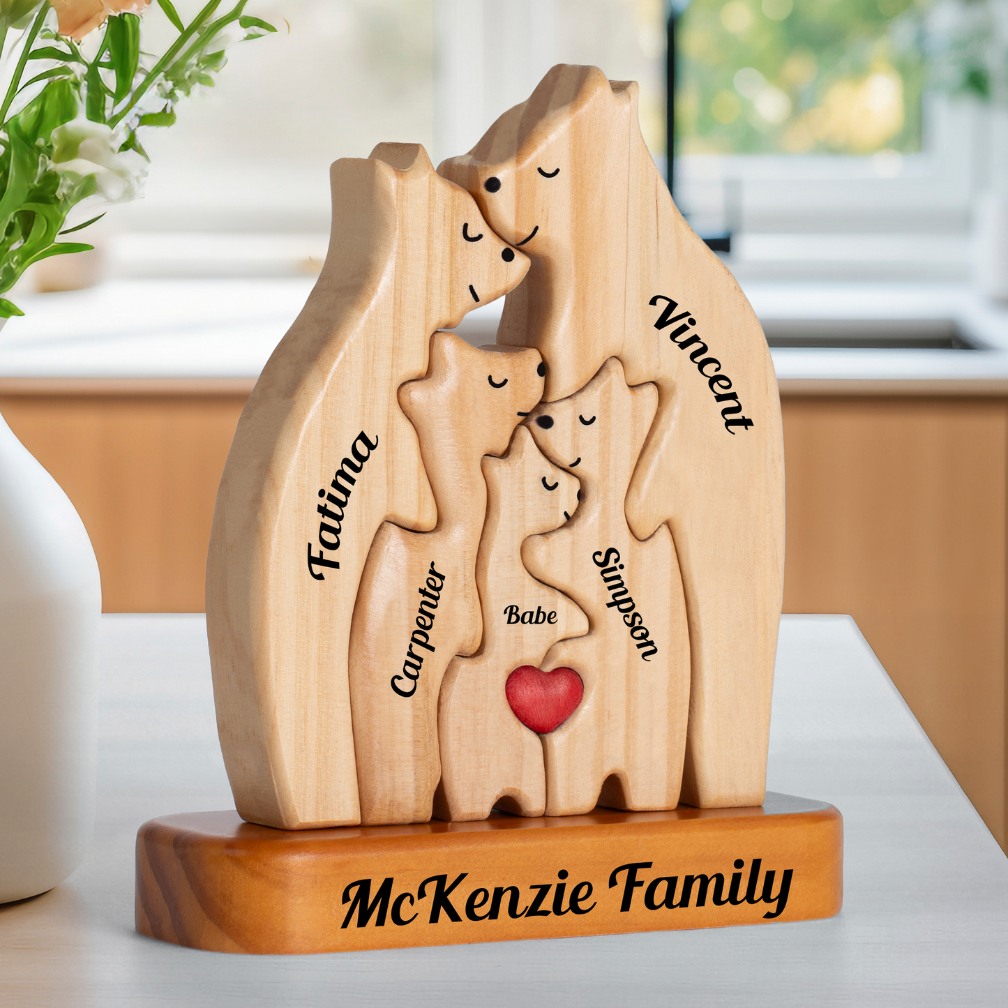 Große Holzbärenfamilie - Puzzle Holzbärenfamilie - Holzschnitzereien für Haustiere