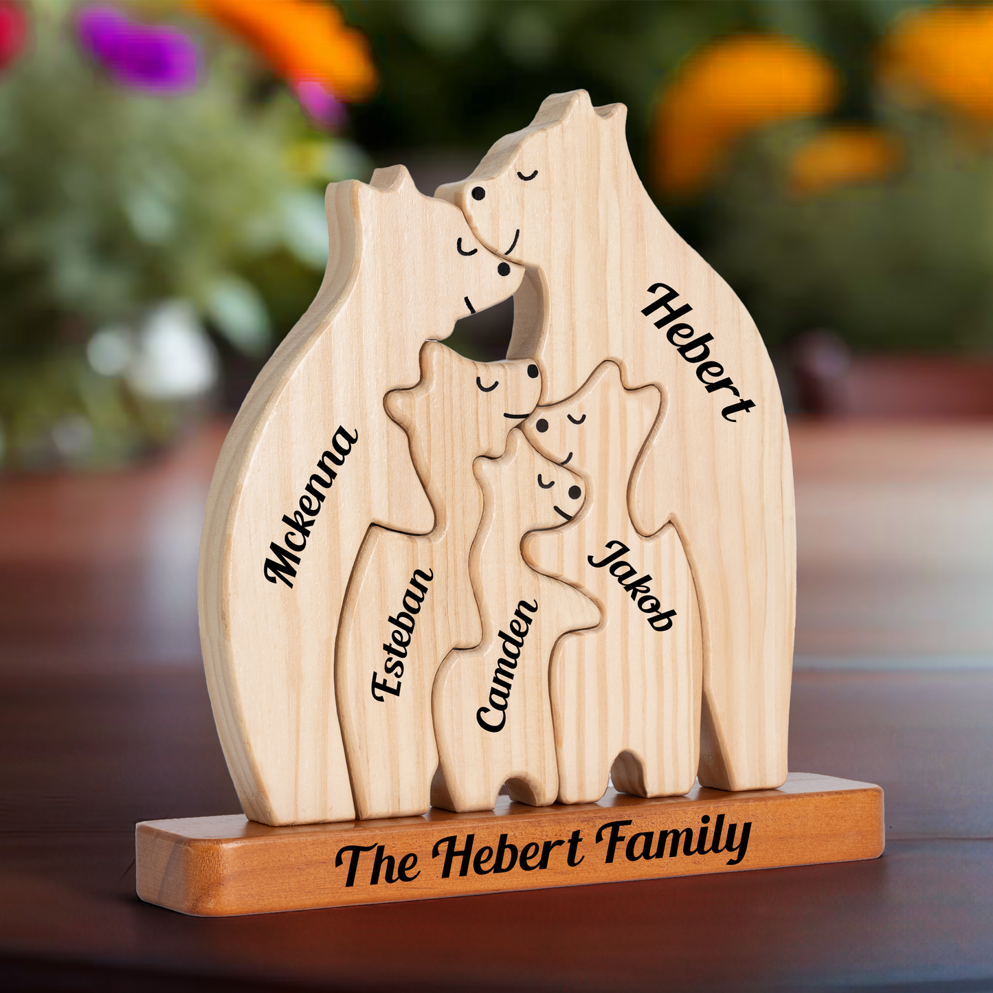 Große Holzbärenfamilie - Puzzle Holzbärenfamilie - Holzschnitzereien für Haustiere