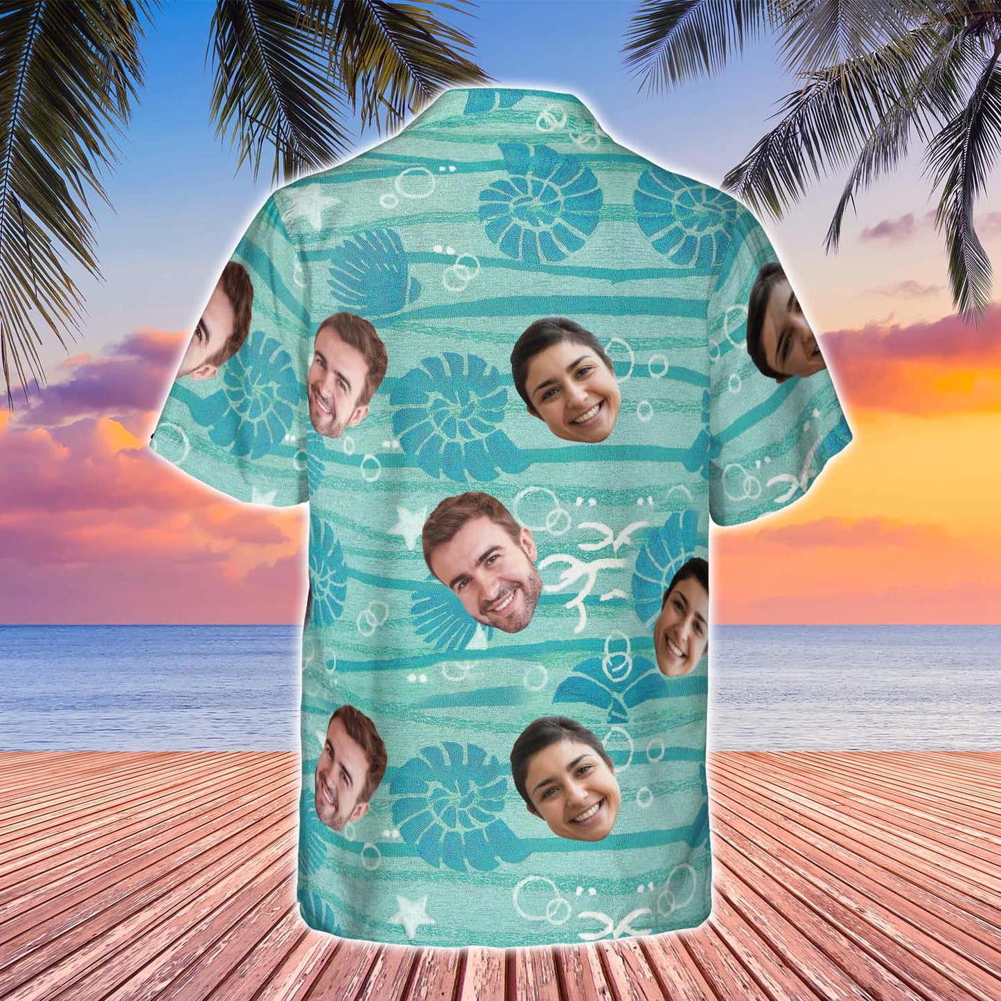 Personalisiertes Gesicht Deep Ocean Shirt - Lustiges Sommerurlaub Hawaiihemd 