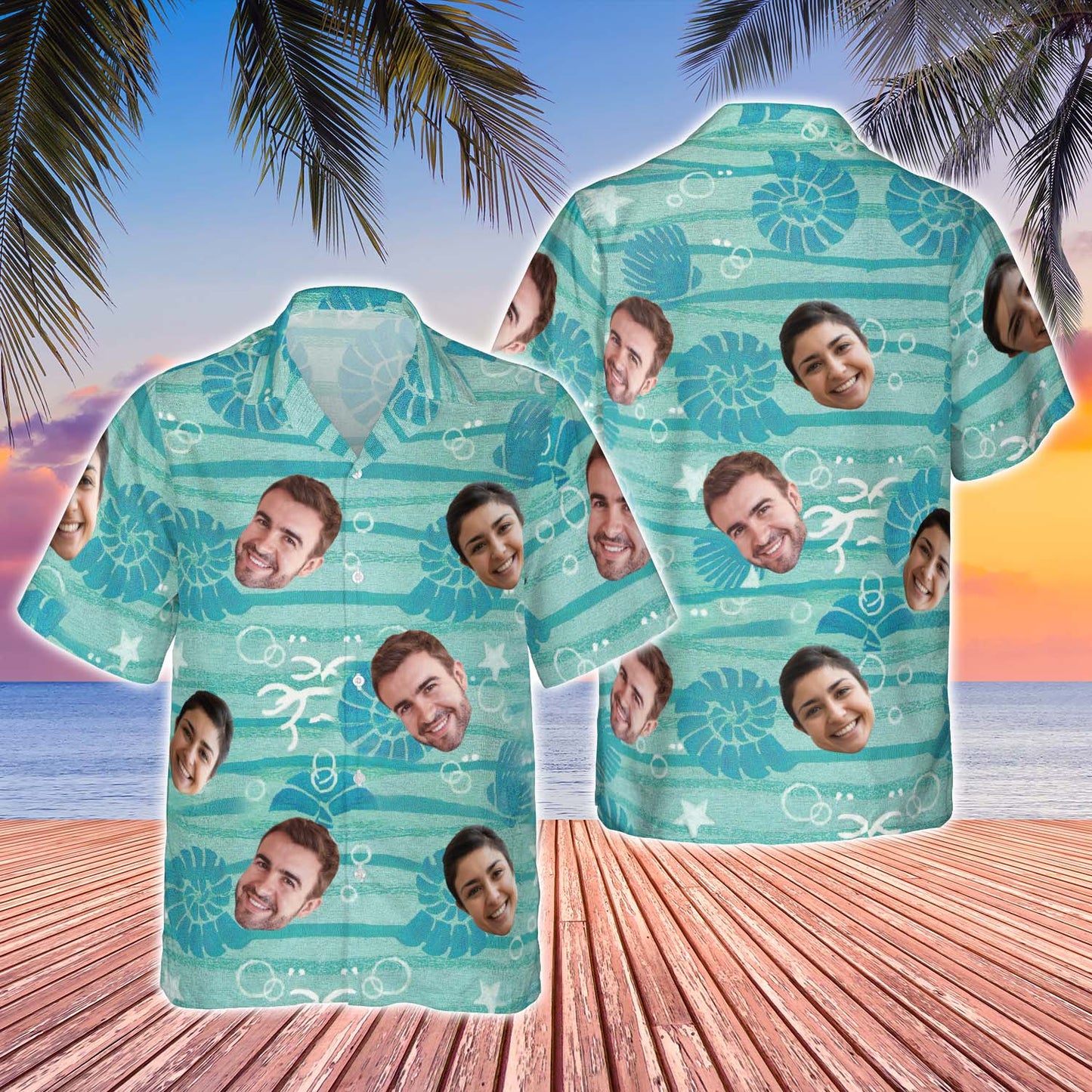 Personalisiertes Gesicht Deep Ocean Shirt - Lustiges Sommerurlaub Hawaiihemd 