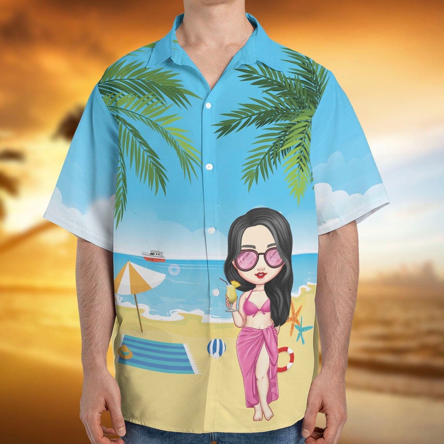 Personalized Cute Beach Girl Hawaiian Shirt, Summer Vacation 2023