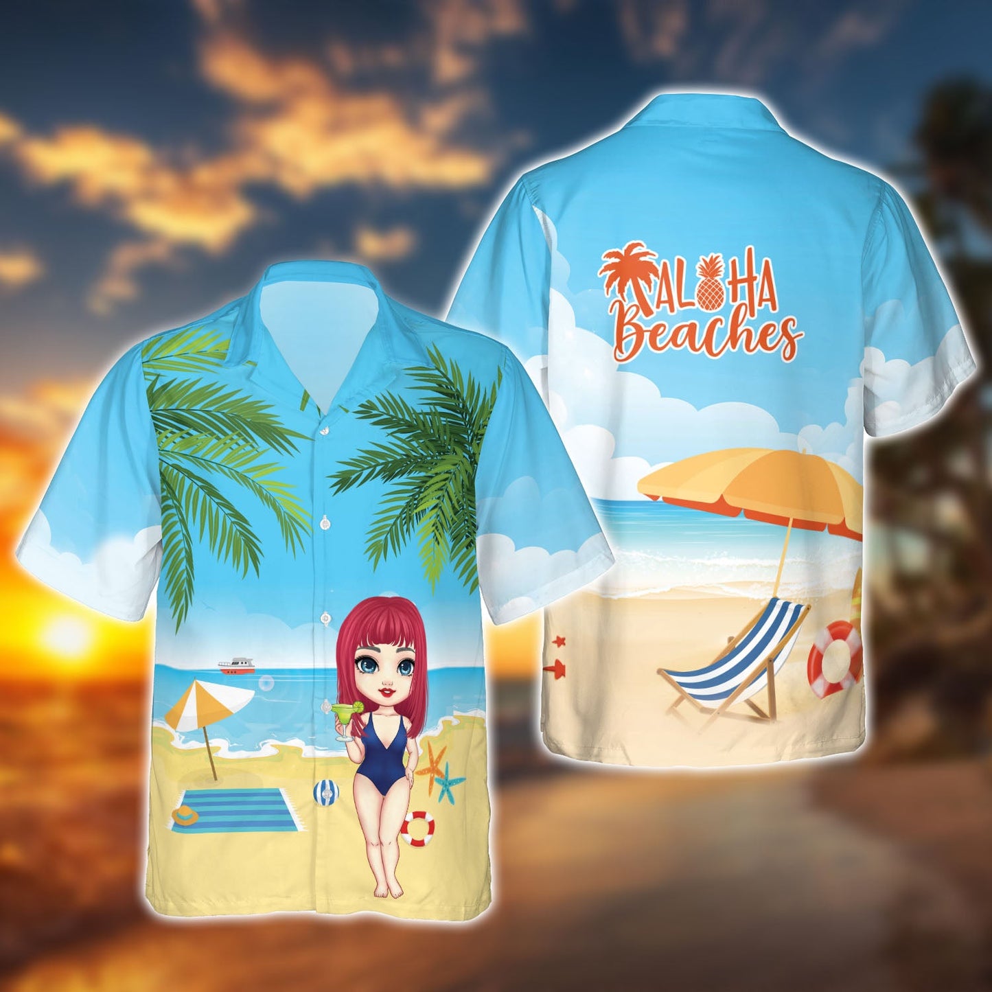 Personalized Cute Beach Girl Hawaiian Shirt, Summer Vacation 2023