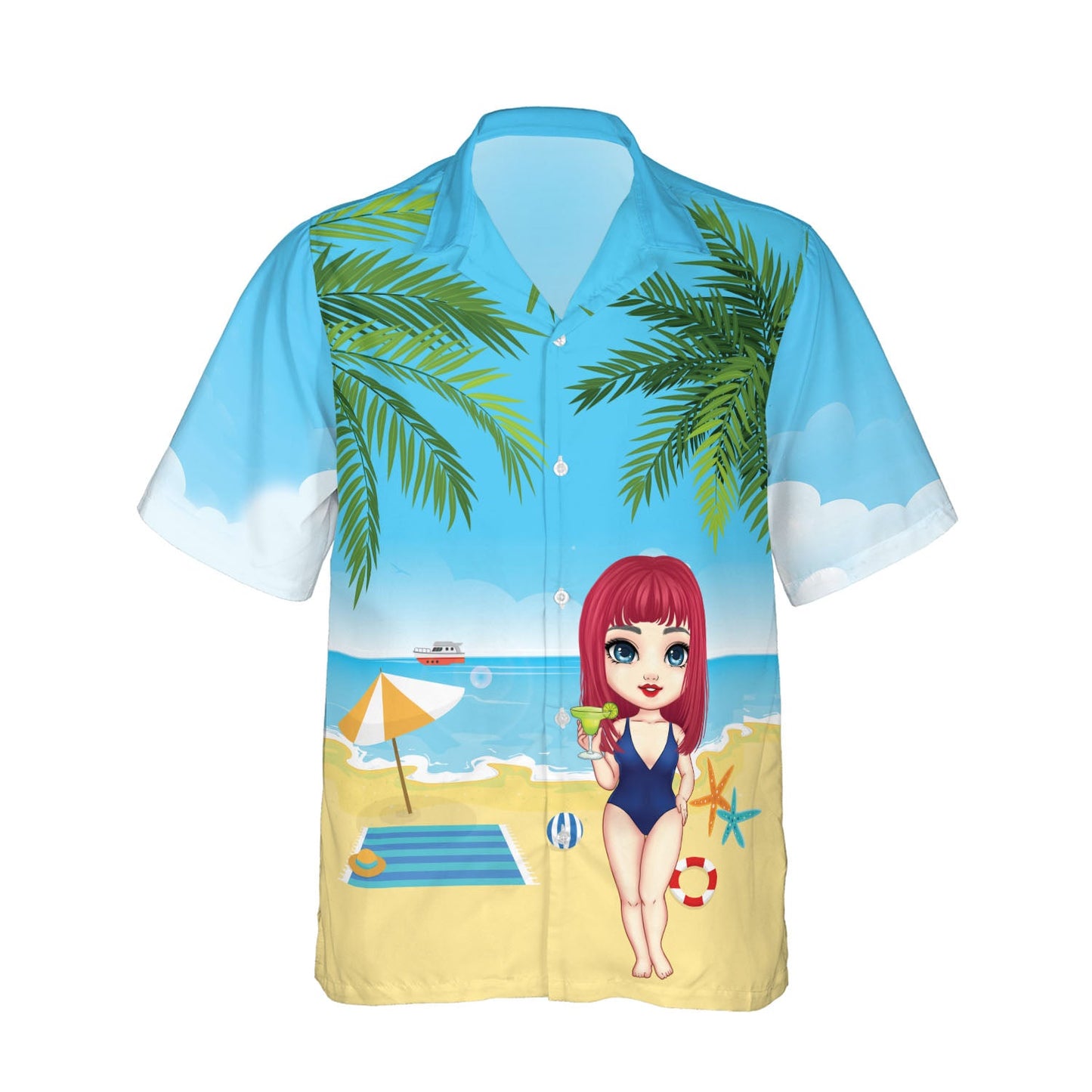 Personalized Cute Beach Girl Hawaiian Shirt, Summer Vacation 2023