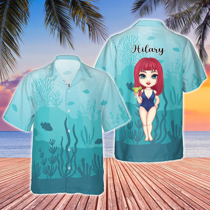 Personalized Hawaii Girl Hawaiian Shirt, Summer Vacation 2023