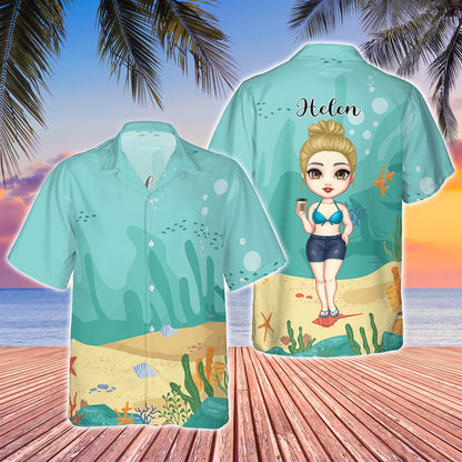 Personalized Hawaii Girl Hawaiian Shirt, Summer Vacation 2023