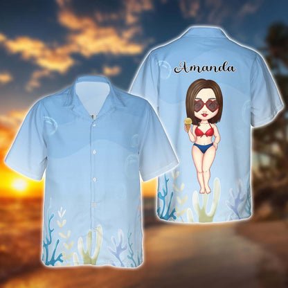 Personalized Hawaii Girl Hawaiian Shirt, Summer Vacation 2023