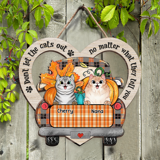 Happy Fall Dont Let The Cats Out Custom Cat Breeds Family Gift - Personalized Shaped Door Sign