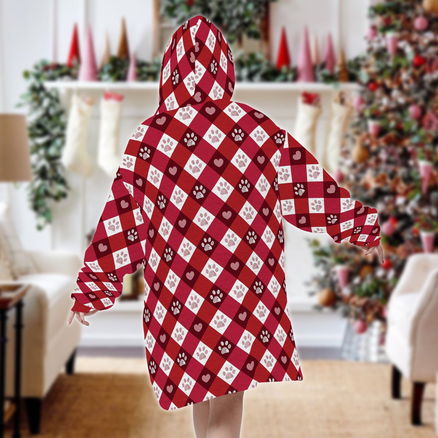 I Believe In Santa Paw Gift For Dog Lovers - Upload Your Dog Picture - Wearable Blanket Hoodie