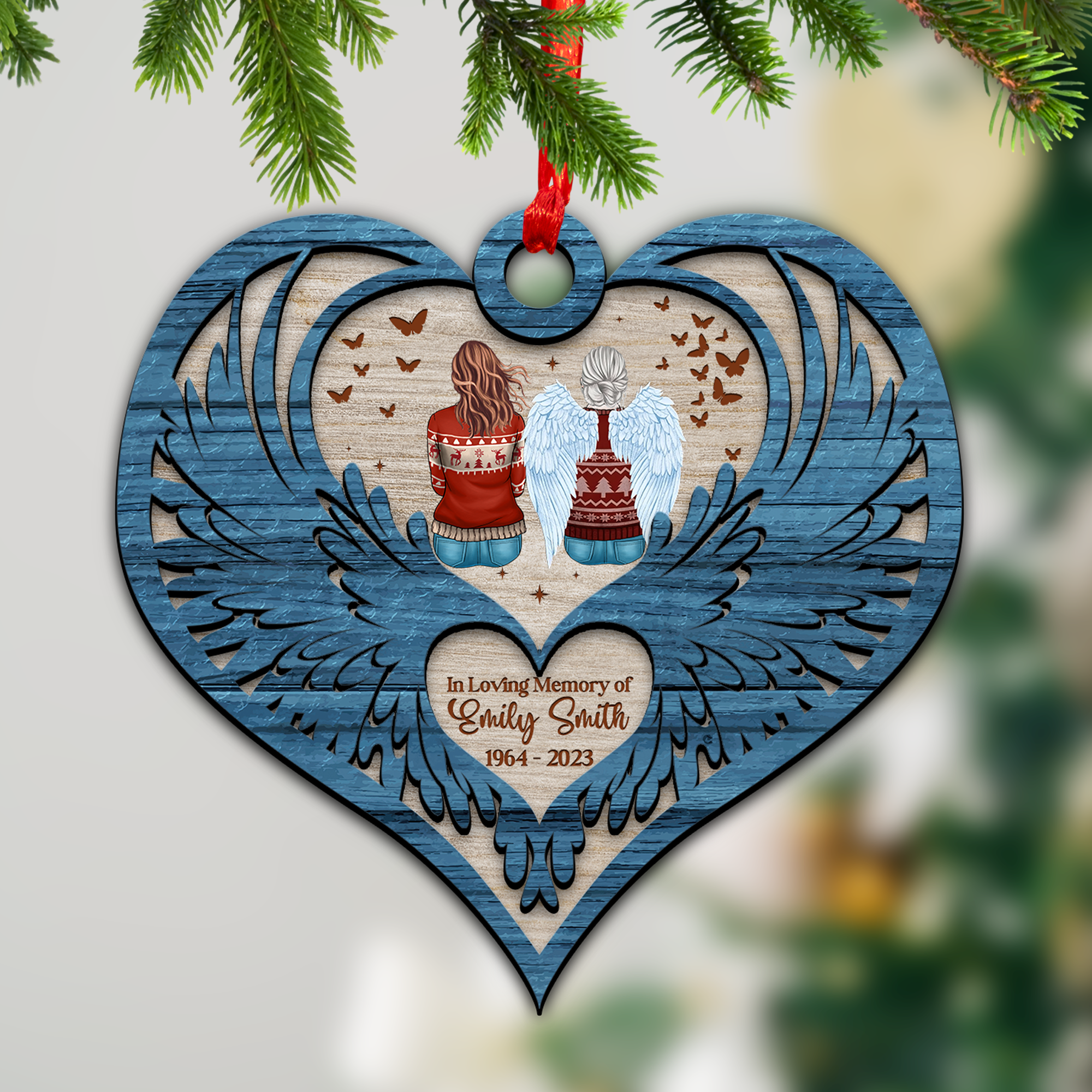 In Loving Memories Of My Mother Memorial Gift - Custom Shape Wood Ornament - Wood Ornament 2 Layered