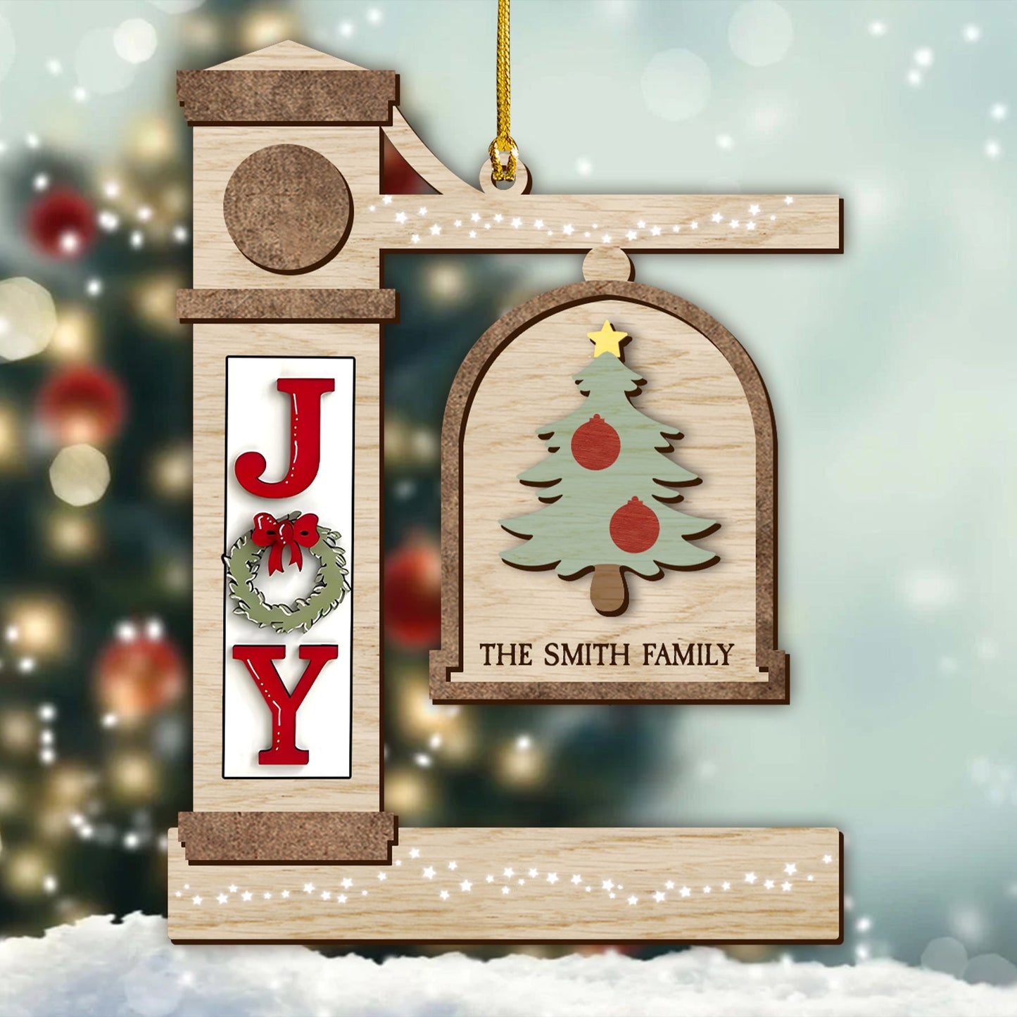 Joy To Our Family On This Christmas - Custom Shape Wood Ornament - Wood Ornament 2 Layered