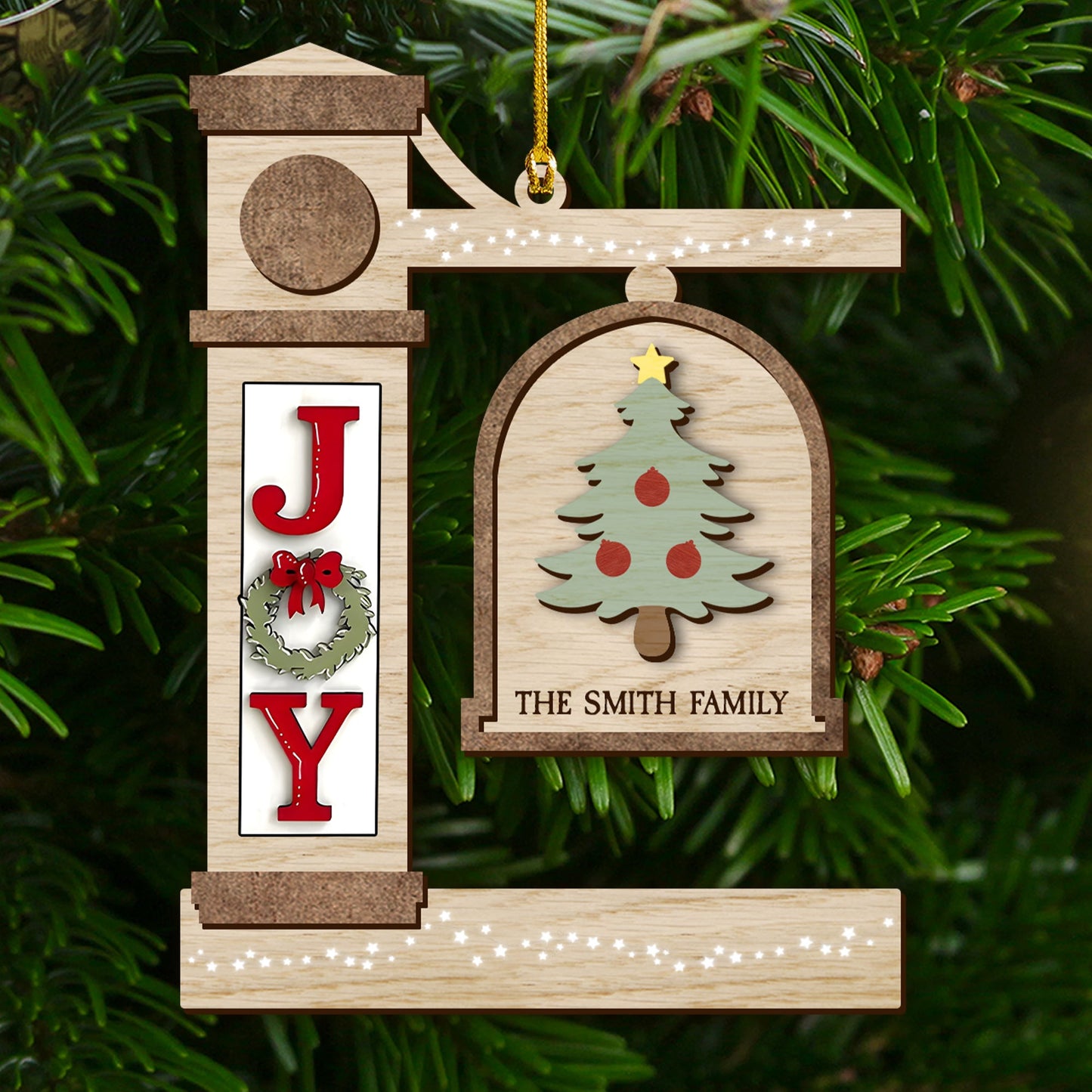 Joy To Our Family On This Christmas - Custom Shape Wood Ornament - Wood Ornament 2 Layered