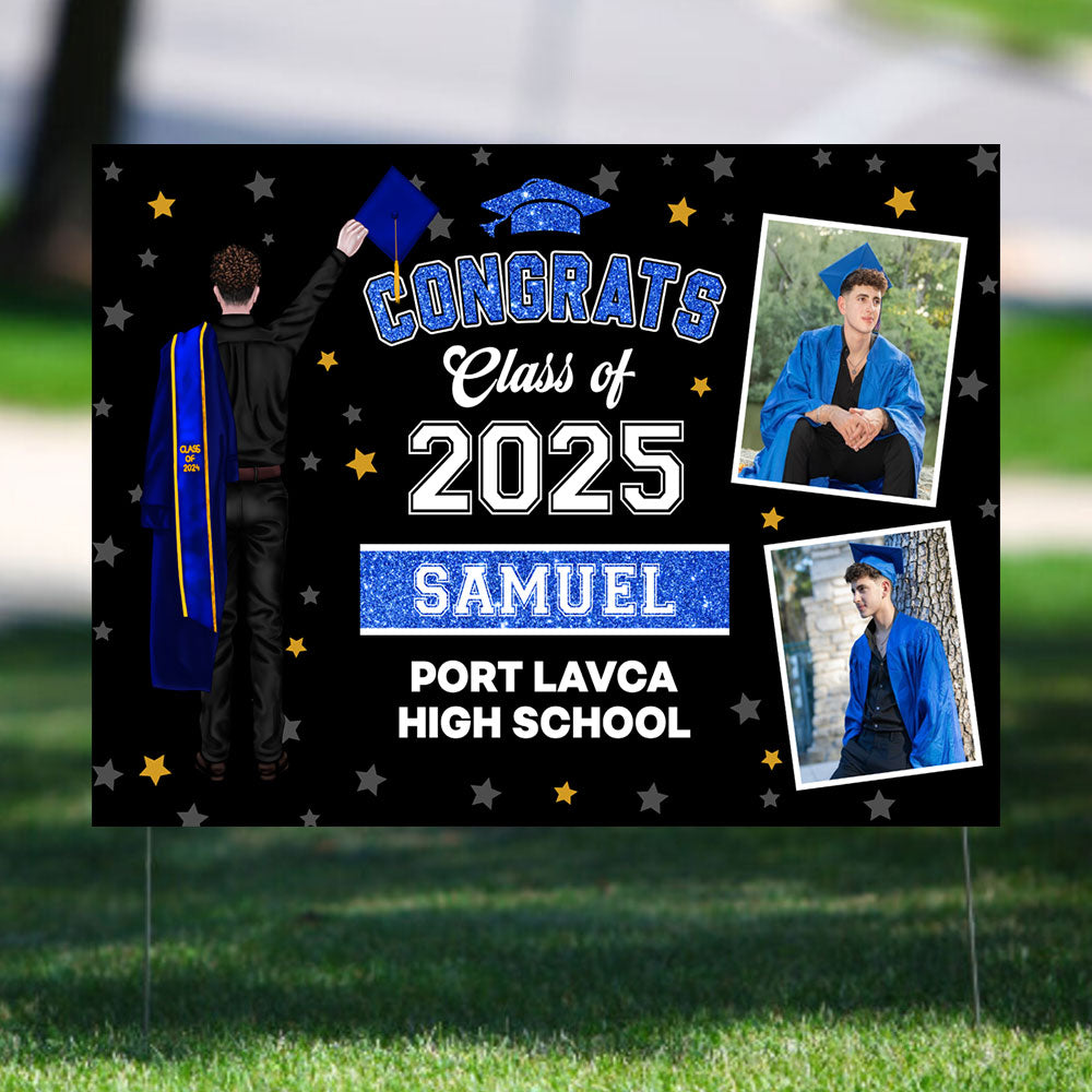 Gliter Style Class Of 2025 Graduate, Graduation Gift - Personalized Graduation Lawn Sign With Stake