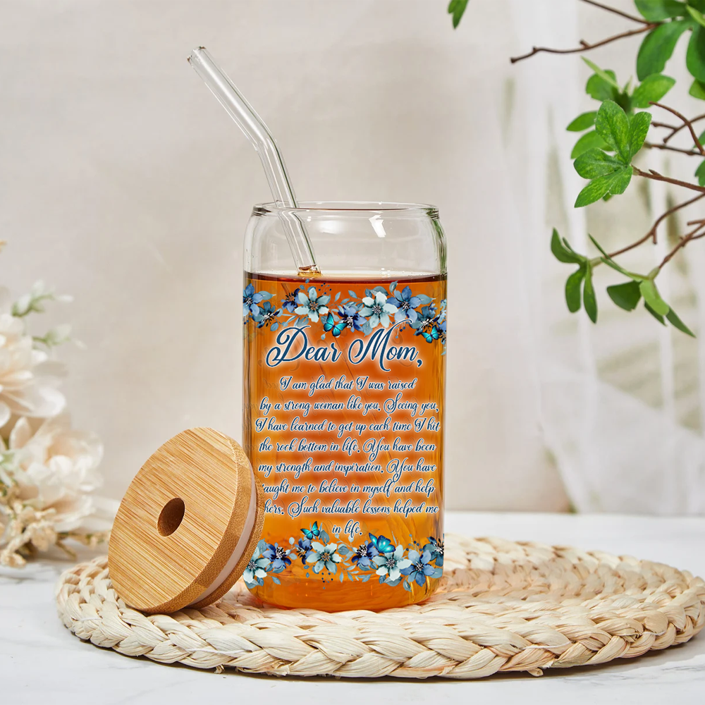 Love Letter For Mother Upload Your Photo Best Gift For Mom Glass Bottle/Frosted Bottle With Lid & Straw Mother Gift - Personalized Glass Bottle