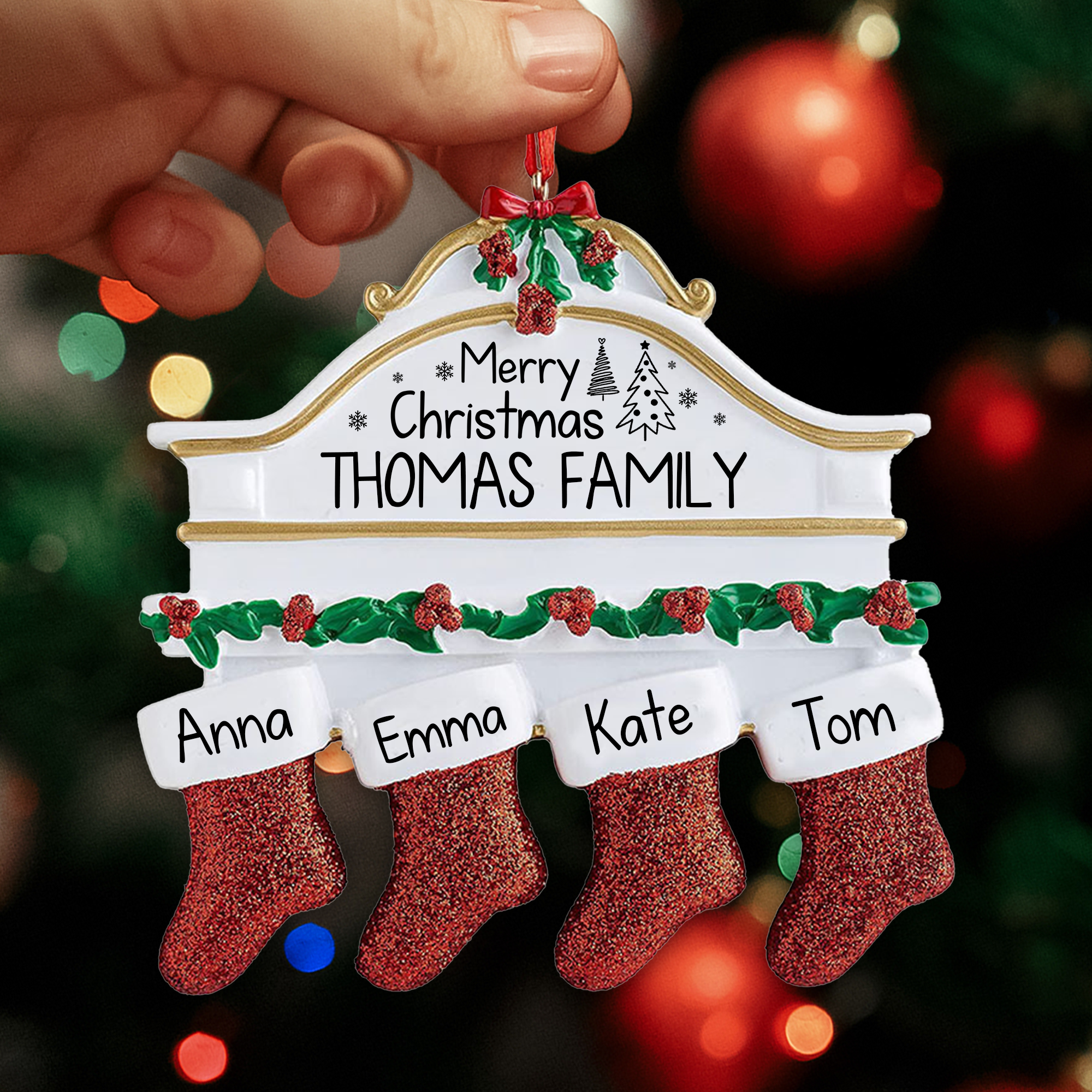 Family Christmas Fireplace Ornament - 2024 Christmas Ornament - Family Ornament