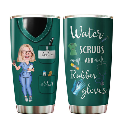 Personalisiertes Foto Benutzerdefinierte Krankenschwester Wasser Peeling und Gummi Handschuhe Tumbler, lustiges Geschenk für Krankenschwester