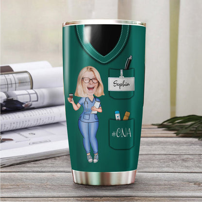 Personalisiertes Foto Benutzerdefinierte Krankenschwester Wasser Peeling und Gummi Handschuhe Tumbler, lustiges Geschenk für Krankenschwester