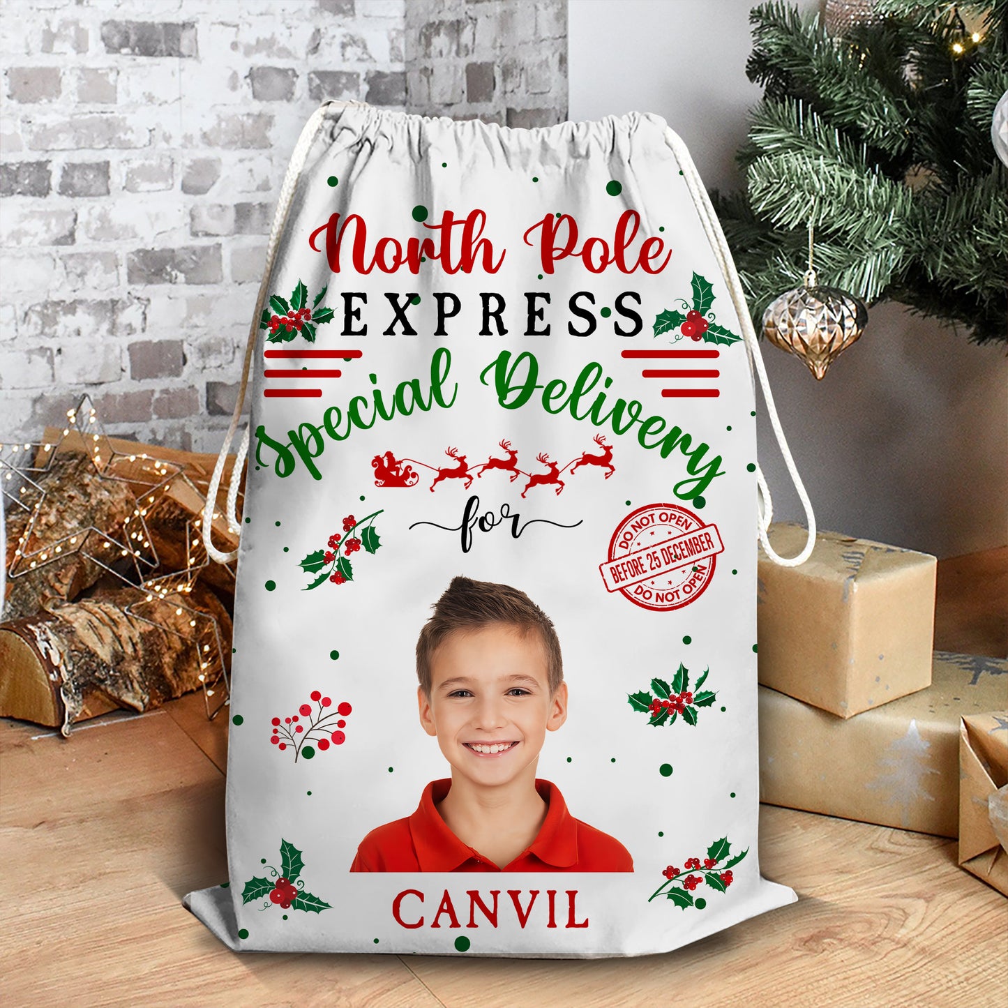 Delivery For Our Kids This Christmas - Upload Photos Of Your Kids - Personalized Custom Christmas Sack