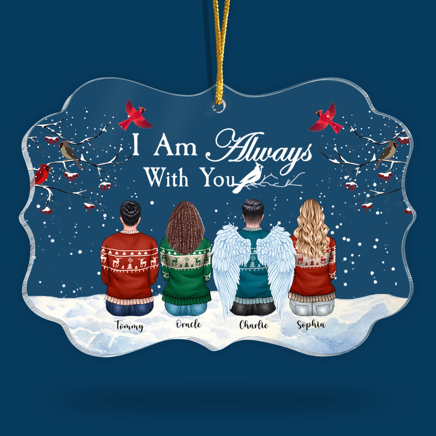 I Am Always With You - Personalized Acrylic Ornament - Family Hugging