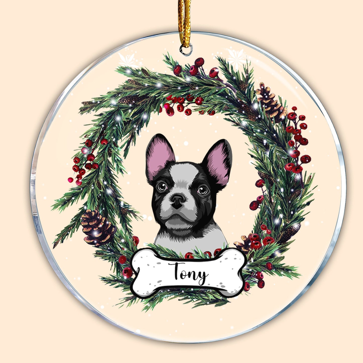 Pet Custom Photo Chrismas Personalized Circle Acrylic Ornament - Custom Shape Acrylic Ornament