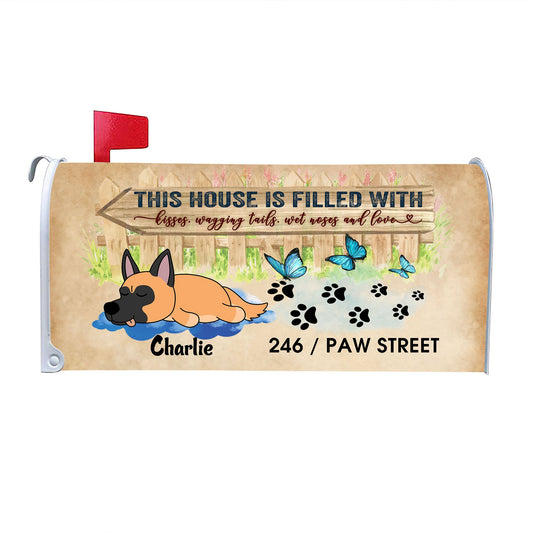 Personalized Custom Mailbox This House Is Filled With Kisses, Wagging tails, Wet Noses and Love