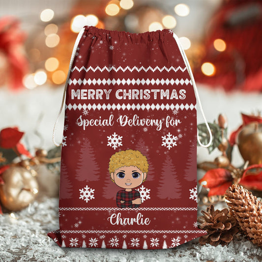 Merry Christmas Sack Special Delivery Christmas Bag - Personalized Custom Christmas Sack