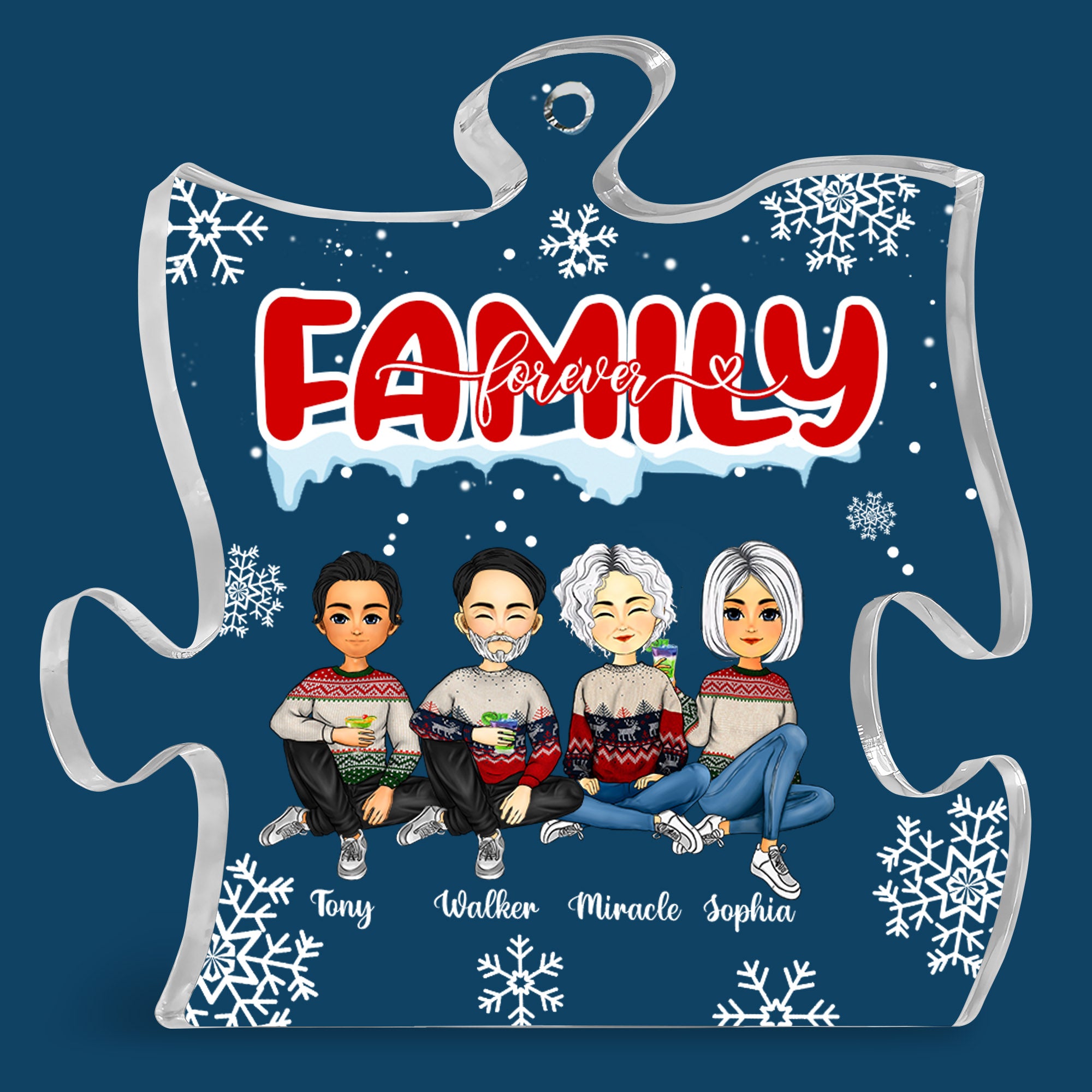 Family Forever Personalized Acrylic Ornament - Custom Shape Acrylic Ornament