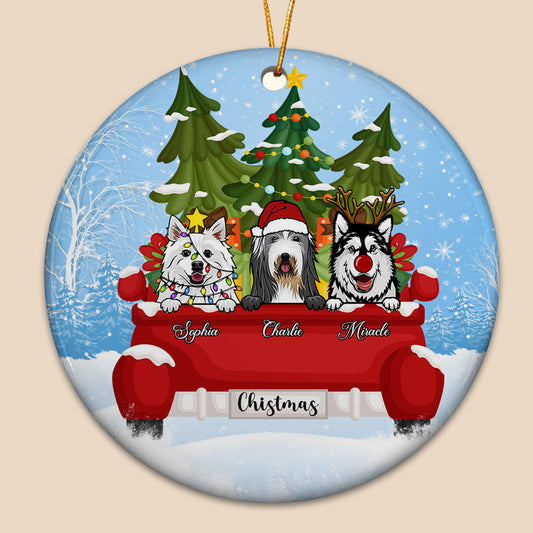 Christmas and Dogs, Personalized Ceramic Ornaments, Custom Gift for Dog Lovers