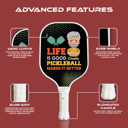 Das Leben ist gut Pickleball macht es besser personalisierte benutzerdefinierte Name - Pickleball Paddle