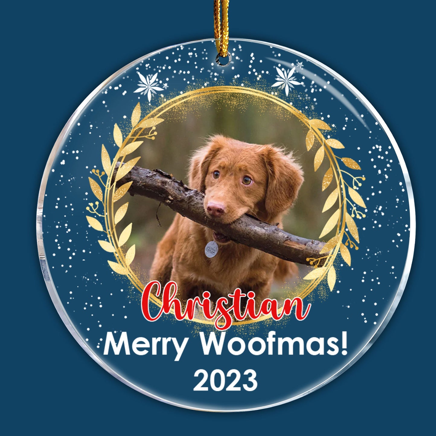 Merry Woofmas! Personalized Circle Acrylic Ornament - Custom Shape Acrylic Ornament