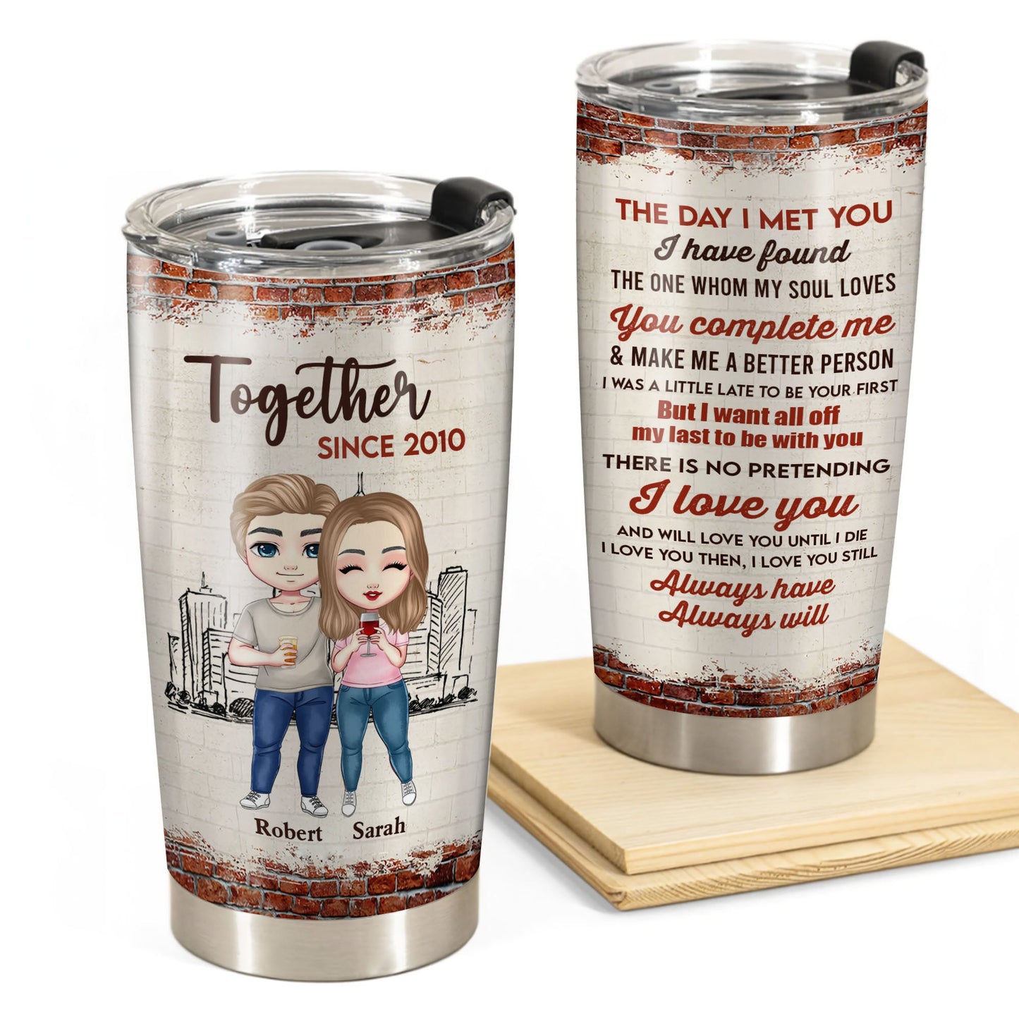 Der Tag, an dem ich dich traf - Geschenk für Paare, Geschenk für ihn, Geschenk für sie - personalisierter individueller Becher