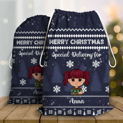 Merry Christmas Sack Special Delivery Christmas Bag - Personalized Custom Christmas Sack