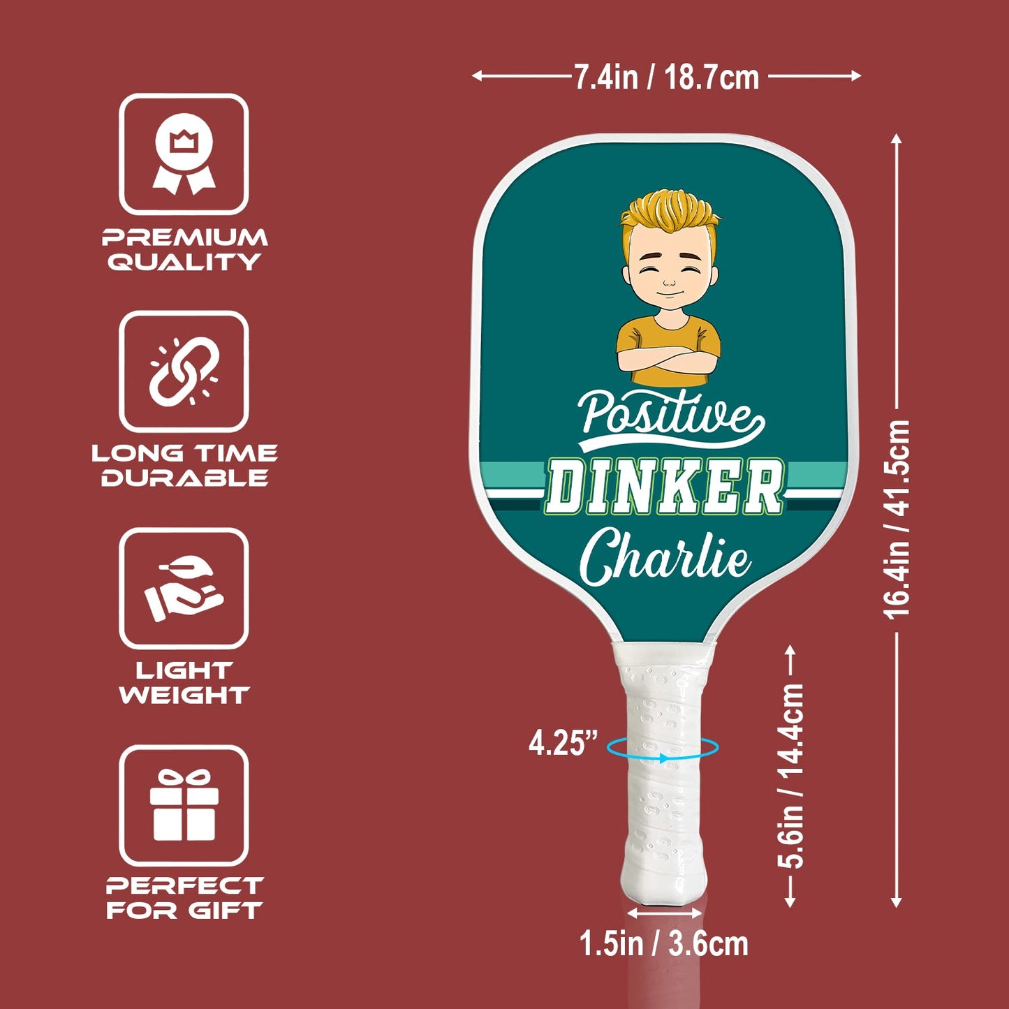 Positive Dinker Personalisierter Name - Pickleball Paddel