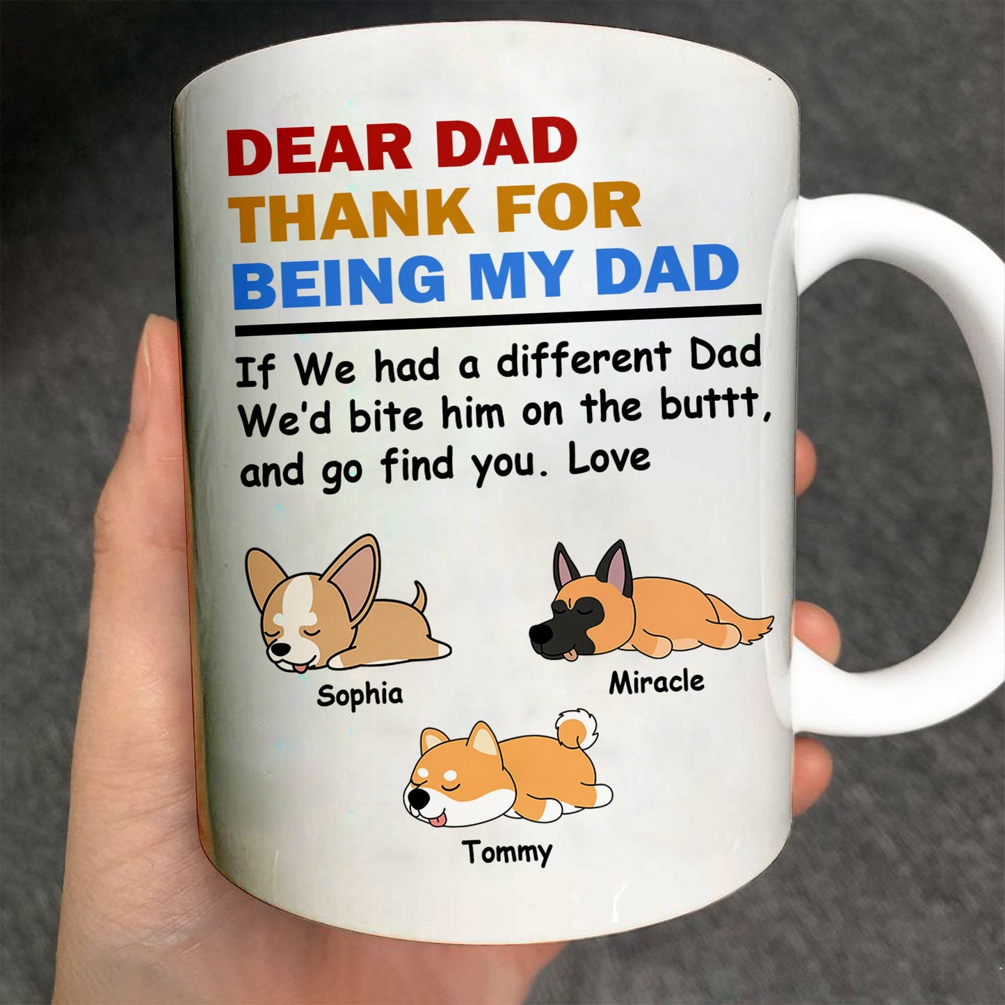 Danke, dass du meine Mama und mein Papa bist – Geschenk für Hundeliebhaber – personalisierte Tasse