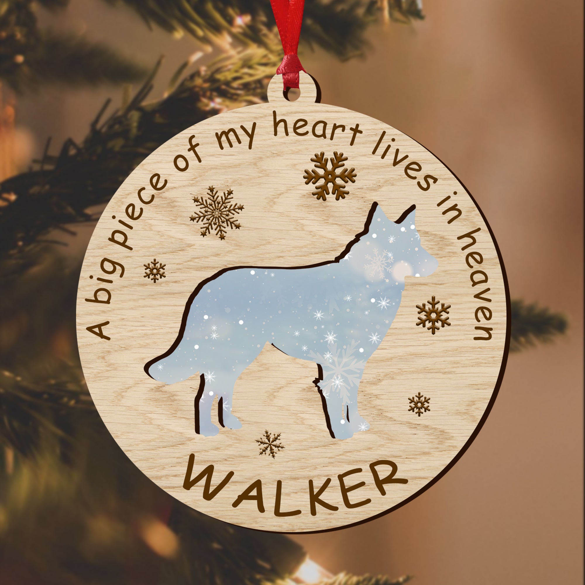A Big Piece Of My Heart Lives In Heaven Ornament - Custom Shape Wood and Acrylic Ornament
