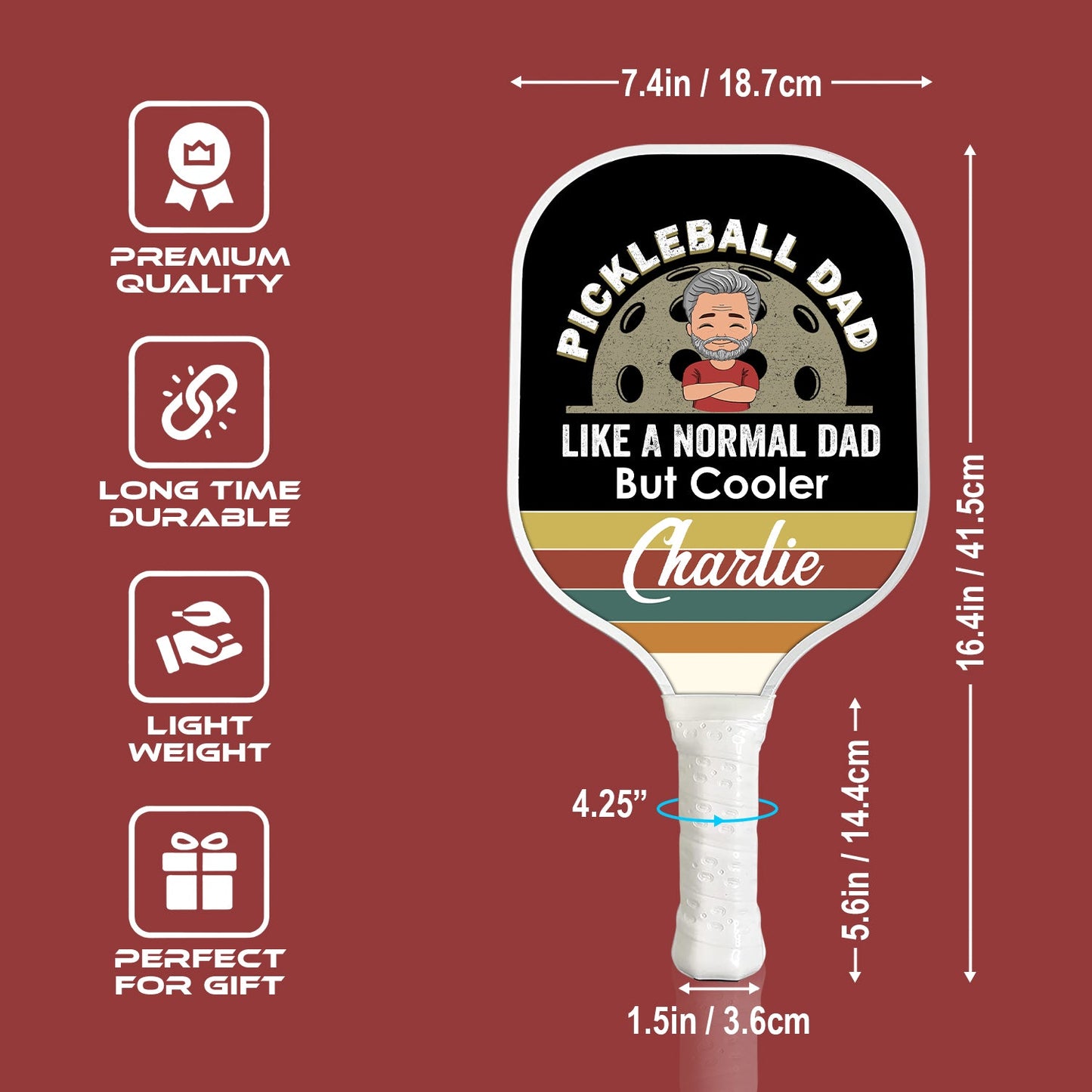 Like A Normal Dad But Much Cooler Personalized Custom Name - Pickleball Paddle