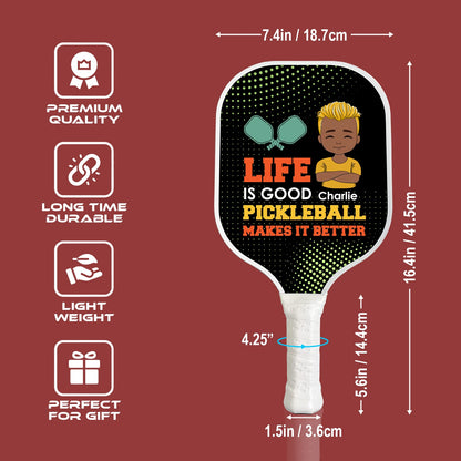 Das Leben ist gut Pickleball macht es besser personalisierte benutzerdefinierte Name - Pickleball Paddle