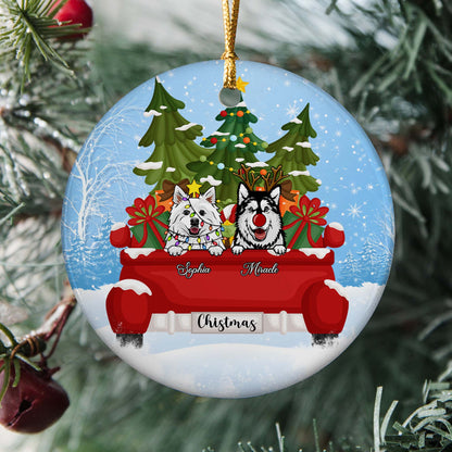 Christmas and Dogs, Personalized Ceramic Ornaments, Custom Gift for Dog Lovers