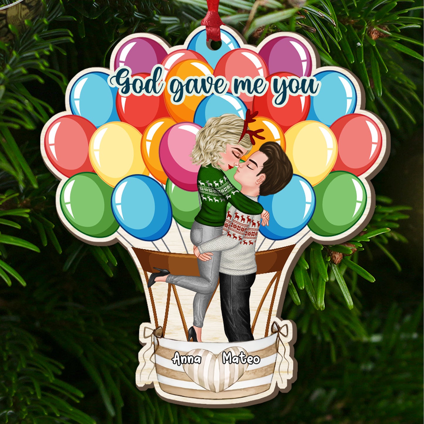 God Gave Me You Christmas Ornament - Custom Shape Wood Ornament - 1 Layered Wood Ornament